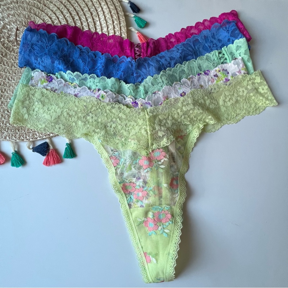 Victoria's Secret The Lacie Thong Panty 5 Pack Multi Color XXL NEW
